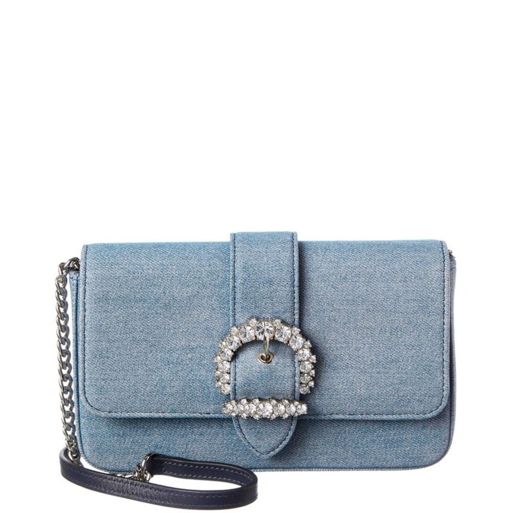 Jimmy Choo Cheri Denim Wallet On Chain, Blue